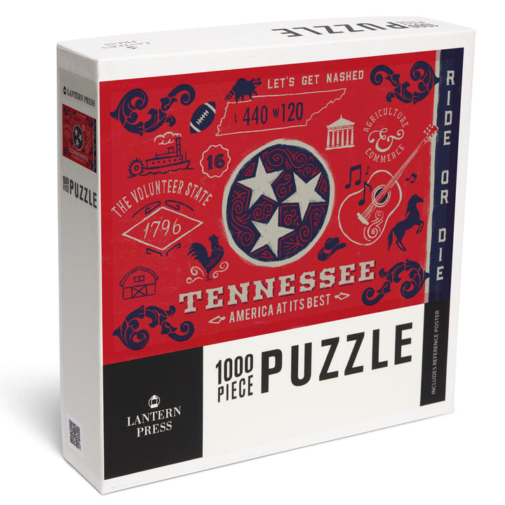 Tennessee, Illustrated State Flag, State Series, 1000 Piece Jigsaw Puzzle