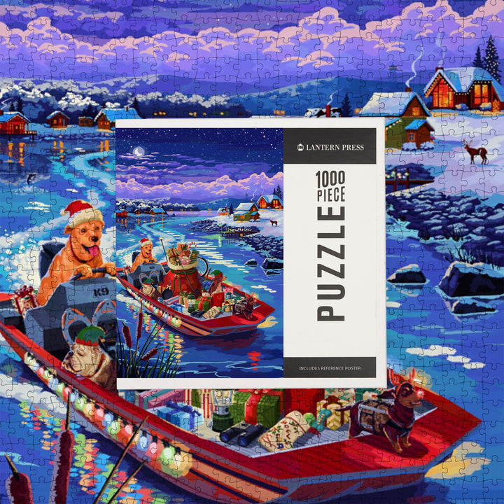 Happy Howlidays, Painterly, Santa Dog and Helpers, Jigsaw Puzzle