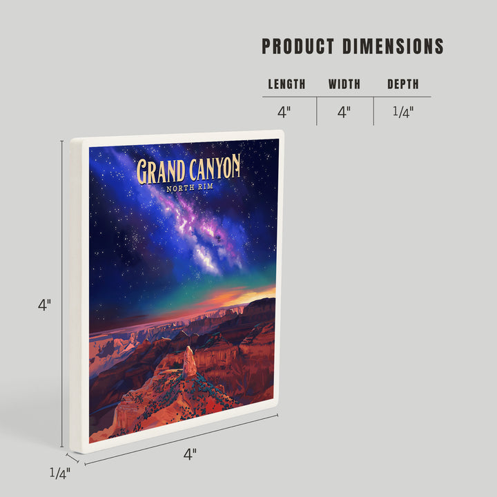 North Rim, Arizona, Oil Painting, Grand Canyon with Stars and Milky Way, Coasters