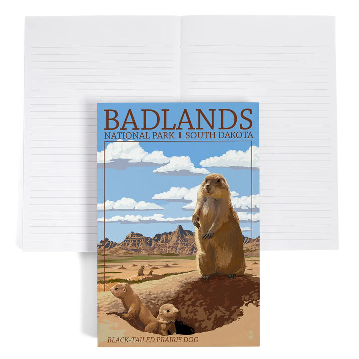Lined 6x9 Journal, Badlands National Park, South Dakota, Prairie Dogs, Lay Flat, 193 Pages, FSC paper