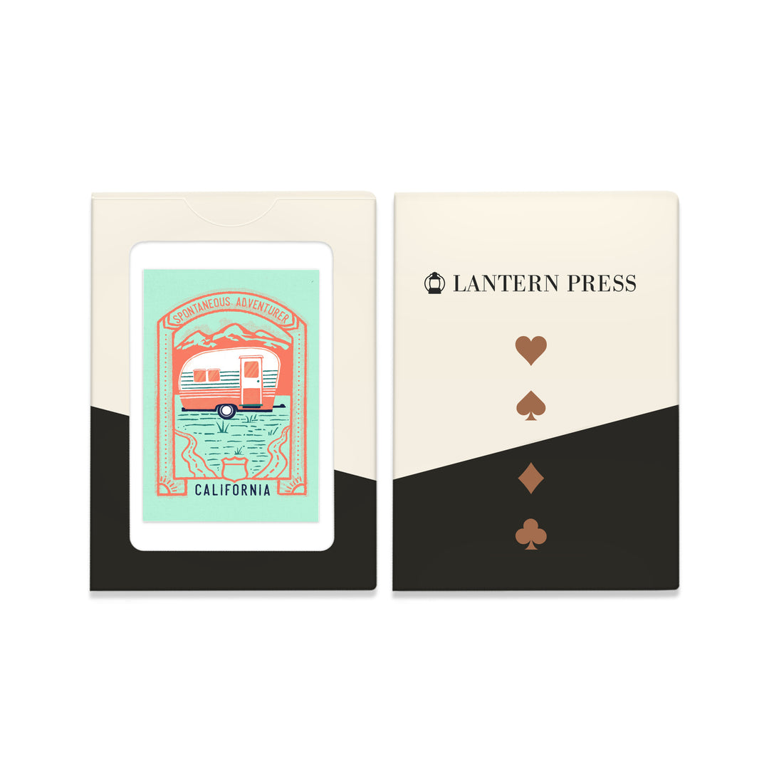Playing Cards, California, Lake Life Series, Spontaneous Adventurer, 52 Card Deck with Jokers in Box, Unique Art