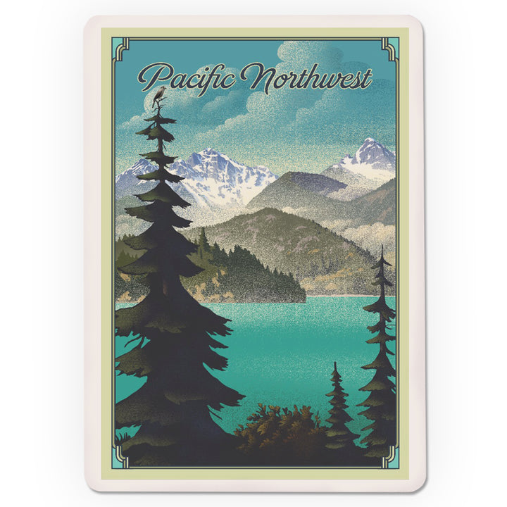 Playing Cards, Pacific Northwest, Lake Lithograph, 52 Card Deck with Jokers in Box, Unique Art