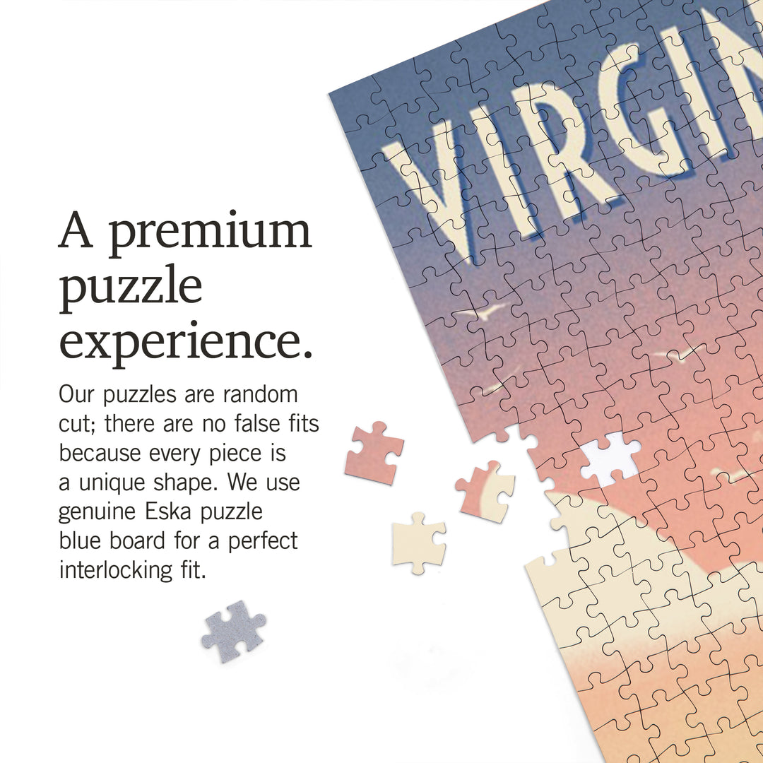 Virginia Beach, Virginia, Lithograph, Enjoy the Ride, Longboards and Scooters, 1000 Piece Jigsaw Puzzle