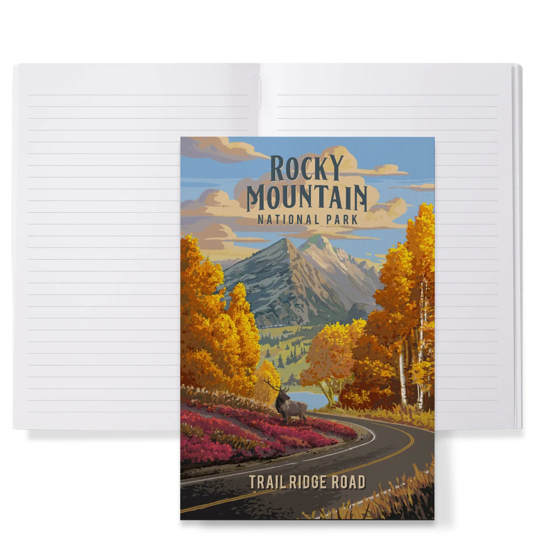 Lined 6x9 Journal, Rocky Mountain National Park, Colorado, Trail Ridge Road, Fall Colors, Painterly Series, Lay Flat, 193 Pages, FSC paper