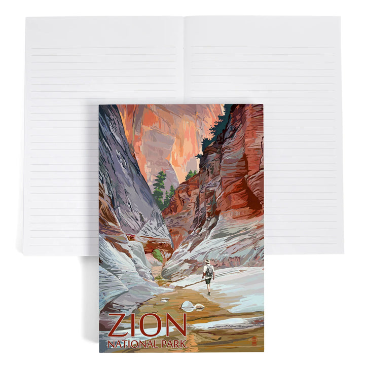 Lined 6x9 Journal, Zion National Park, Utah, Slot Canyon, Illustration, Lay Flat, 193 Pages, FSC paper