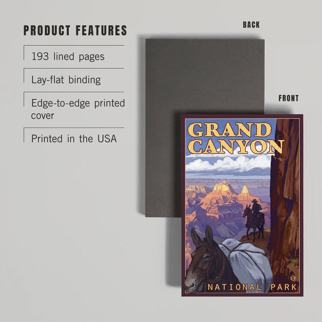 Lined 6x9 Journal, Grand Canyon National Park, Arizona, Mule Train, Lay Flat, 193 Pages, FSC paper