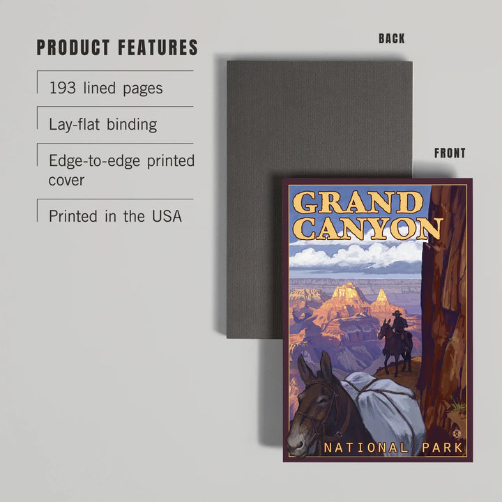 Lined 6x9 Journal, Grand Canyon National Park, Arizona, Mule Train, Lay Flat, 193 Pages, FSC paper