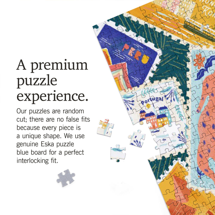Well Traveled, Travel Stamp Collage, 1000 Piece Jigsaw Puzzle