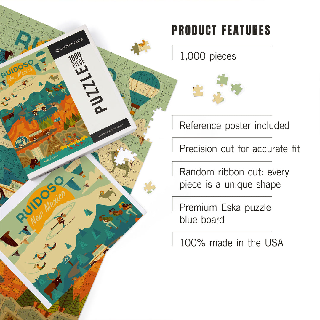 Ruidoso, New Mexico, Geometric, Mountain, 1000 Piece Jigsaw Puzzle