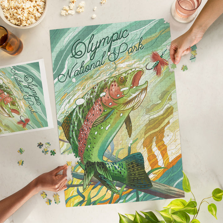 Olympic National Park, Washington, Get Outside Series, Underwater Trout with Dry Fly, 1000 Piece Jigsaw Puzzle
