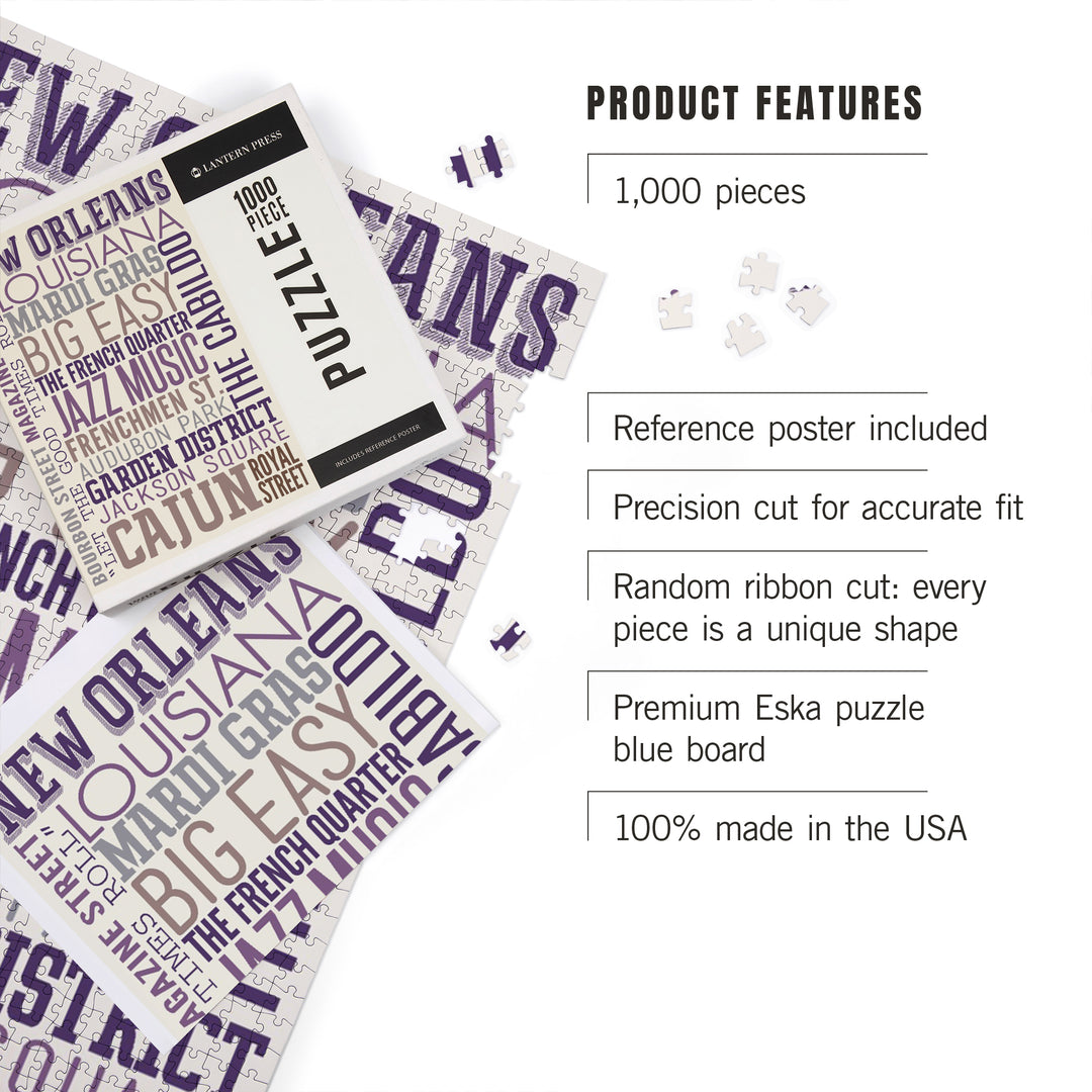 New Orleans, Louisiana, Typography, 1000 Piece Jigsaw Puzzle