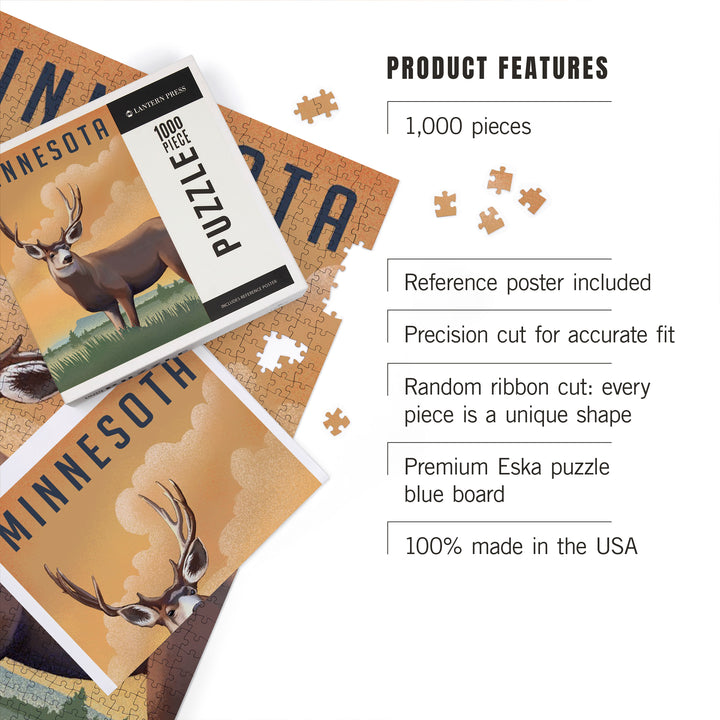 Minnesota, Mule Deer, Litho, 1000 Piece Jigsaw Puzzle