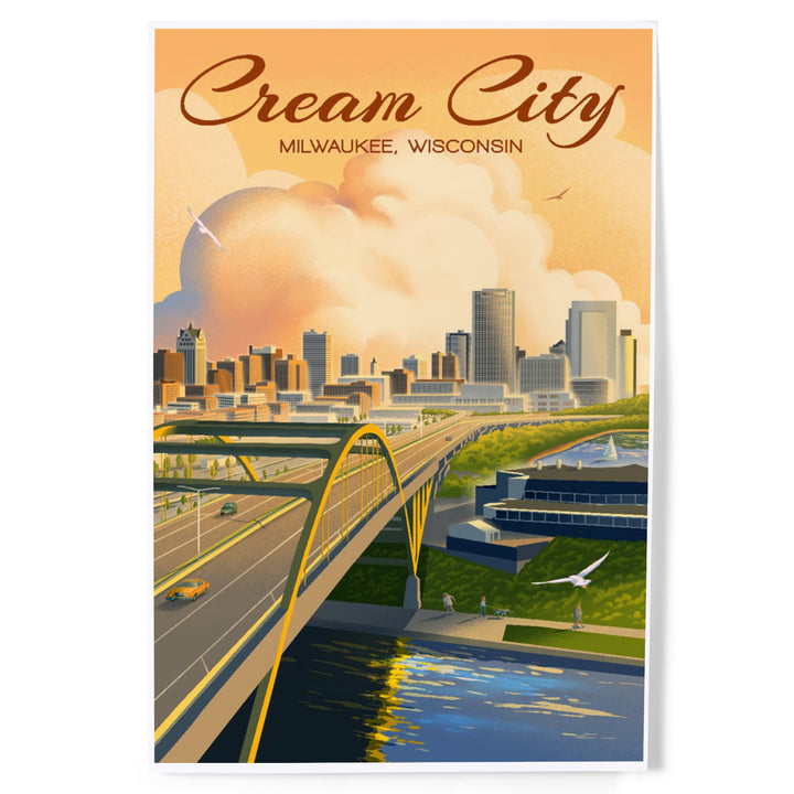 Milwaukee, Wisconsin, Lithograph City Series, Cream City, Art & Giclee Prints