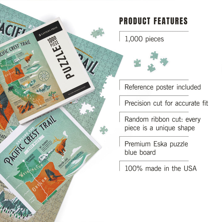 Explore the Pacific Crest Trail, Traveler's Map, 1000 Piece Jigsaw Puzzle