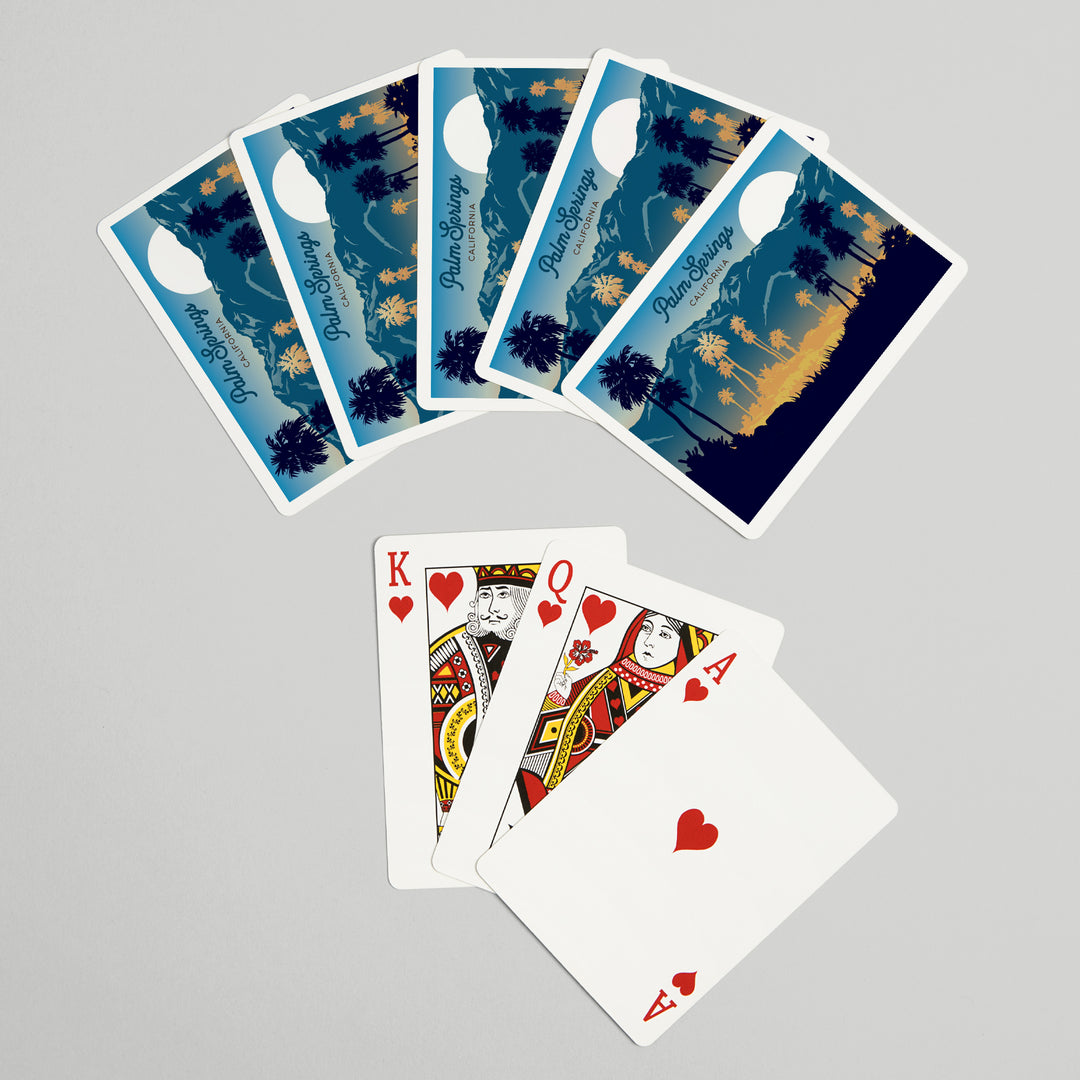Playing Cards, Palm Springs, California, Go Explore, Hiker and Desert, Sunset, 52 Card Deck with Jokers in Box, Unique Art