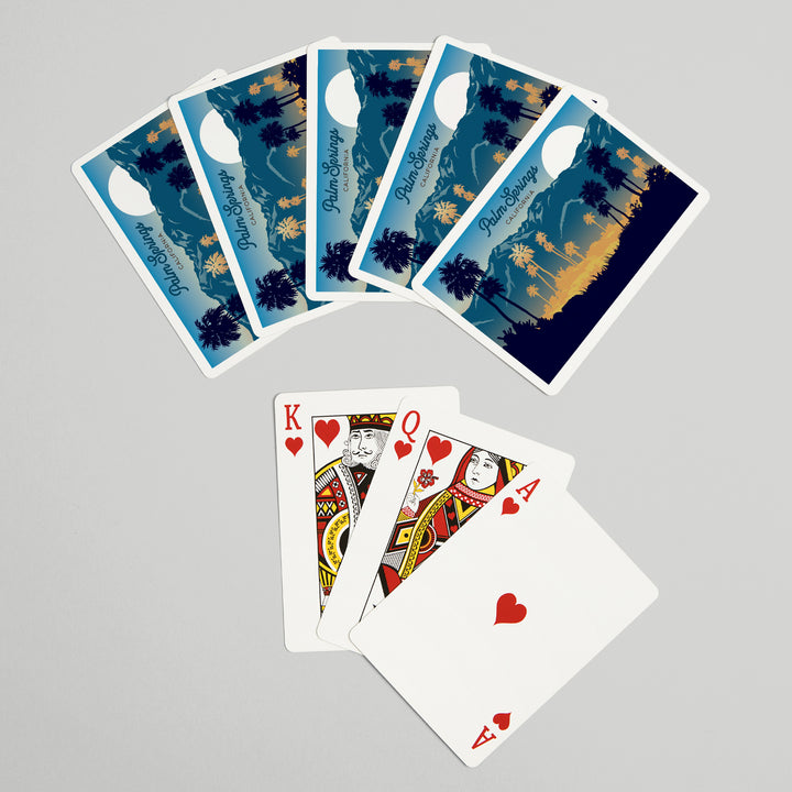 Playing Cards, Palm Springs, California, Go Explore, Hiker and Desert, Sunset, 52 Card Deck with Jokers in Box, Unique Art