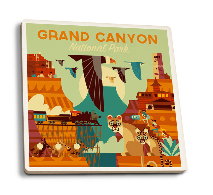 Grand Canyon National Park, Arizona, Geometric National Park Series, Coaster Set