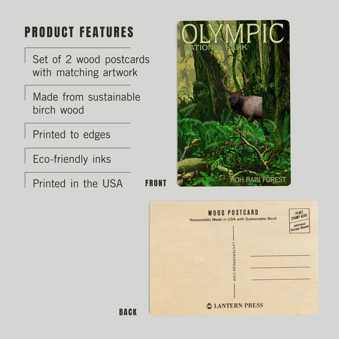 Olympic National Park, Washington, Hoh Rain, Wood Sign and Postcards