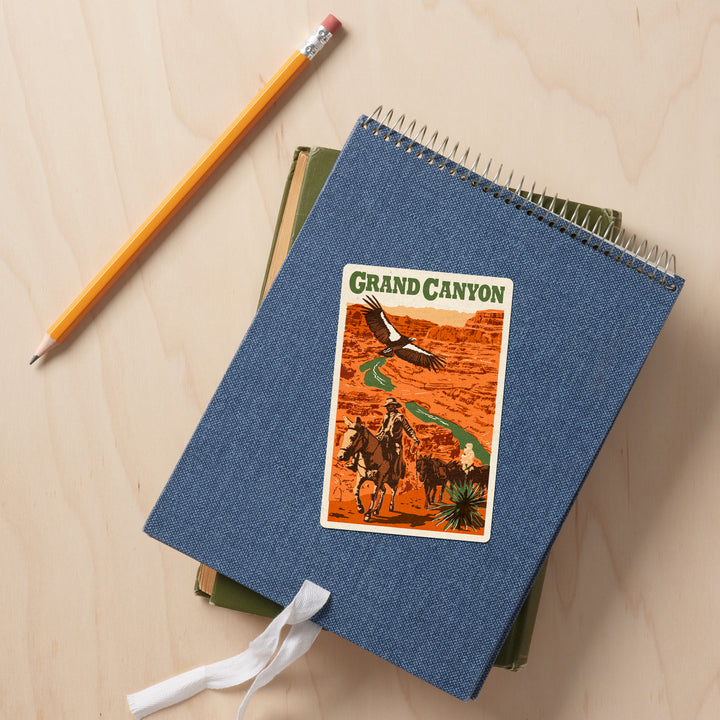 Grand Canyon National Park, Arizona, Woodblock, Vinyl Sticker
