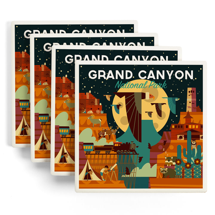 Grand Canyon National Park, Arizona, Geometric National Park Series (night), Coasters