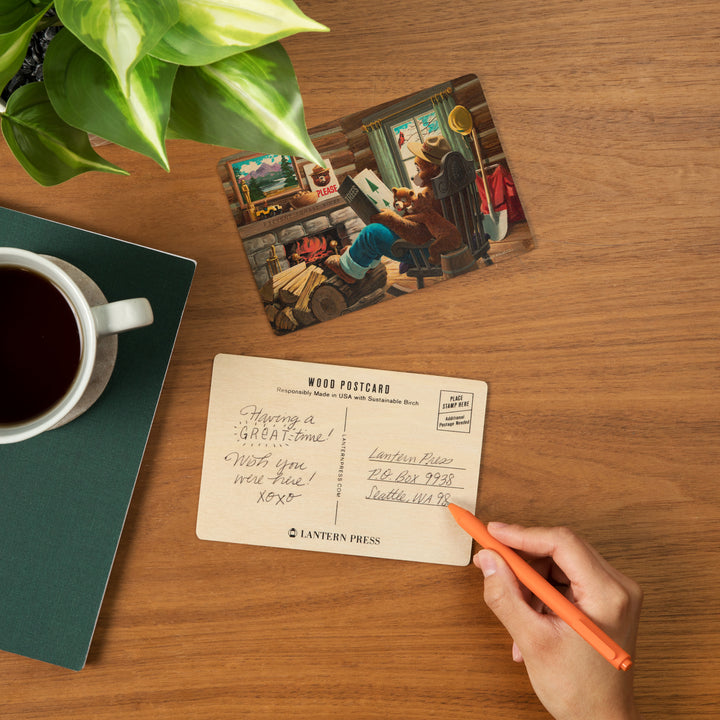 Smokey Bear, Reading Book to Cubs, Officially, Wood Sign and Postcards