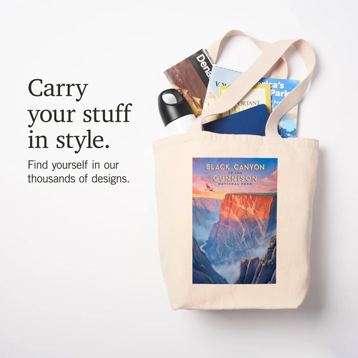 Black Canyon of the Gunnison National Park, Oil Painting, Tote Bag