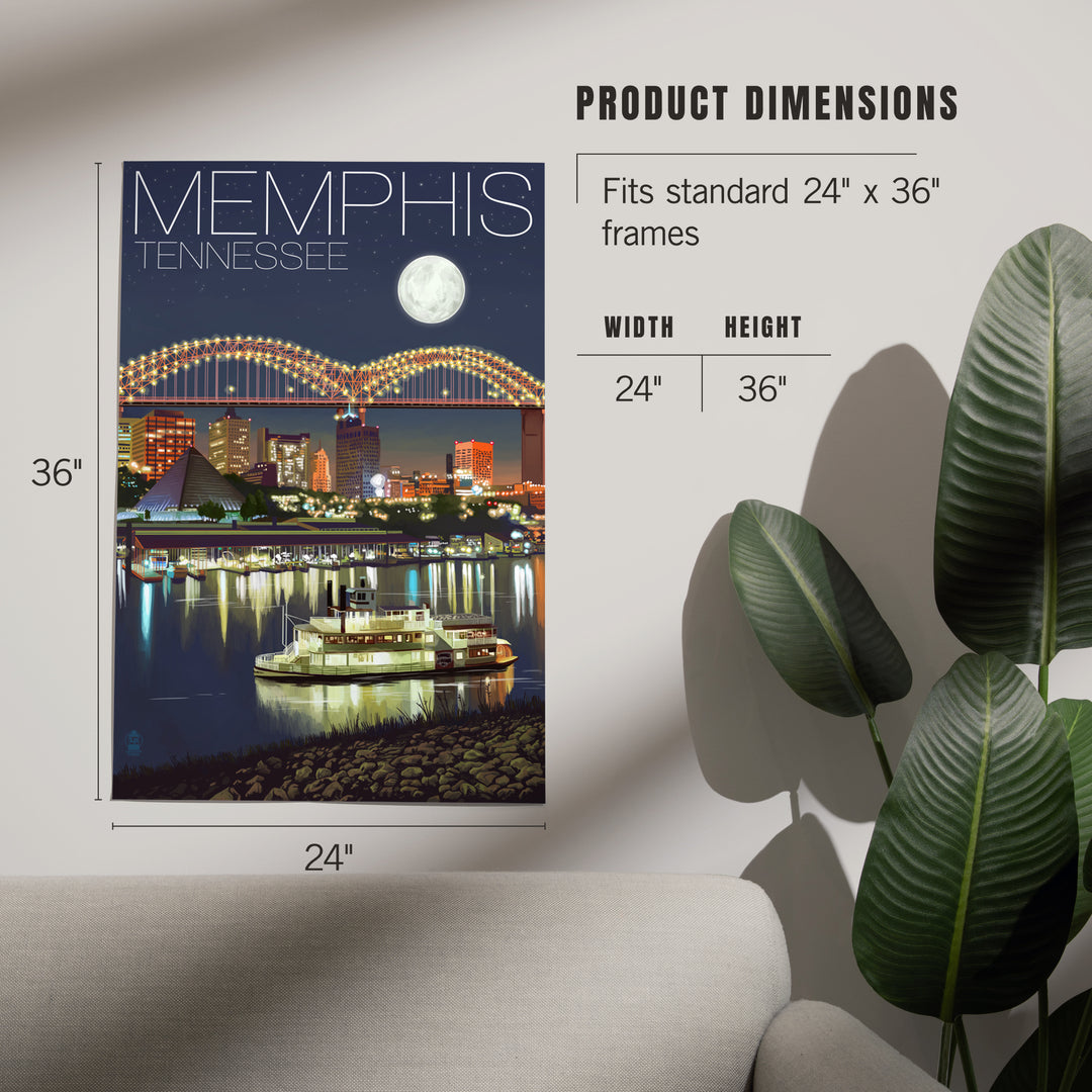 Memphis, Tennessee, Skyline at Night, Art & Giclee Prints