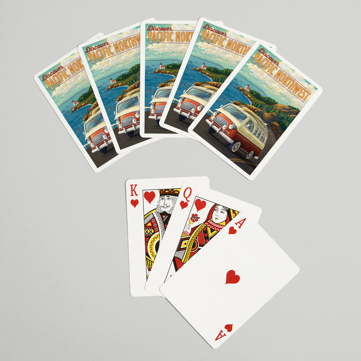 Playing Cards, Pacific Northwest, LP Camper Van, 52 Card Deck with Jokers in Box, Unique Art