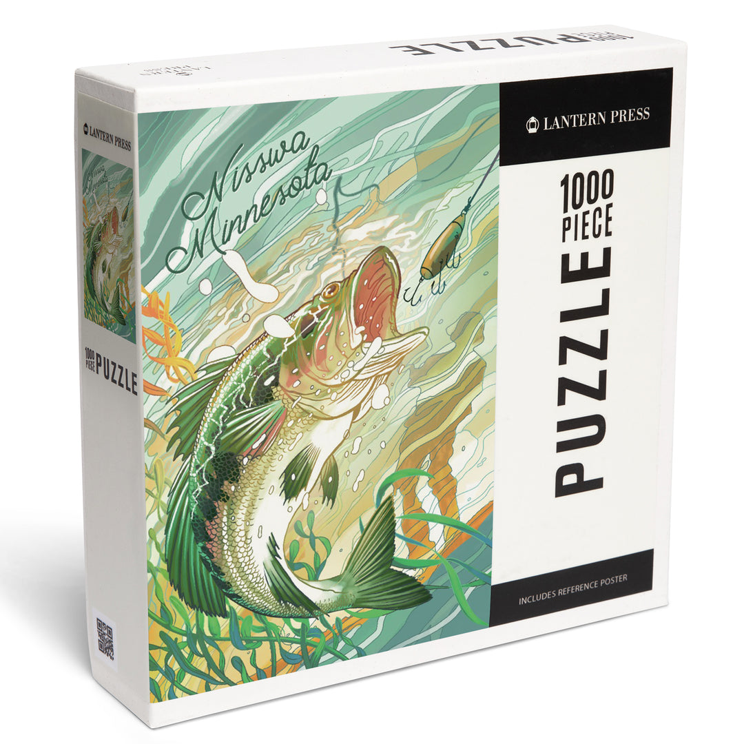 Nisswa, Minnesota, Fish All Day, Bass, 1000 Piece Jigsaw Puzzle