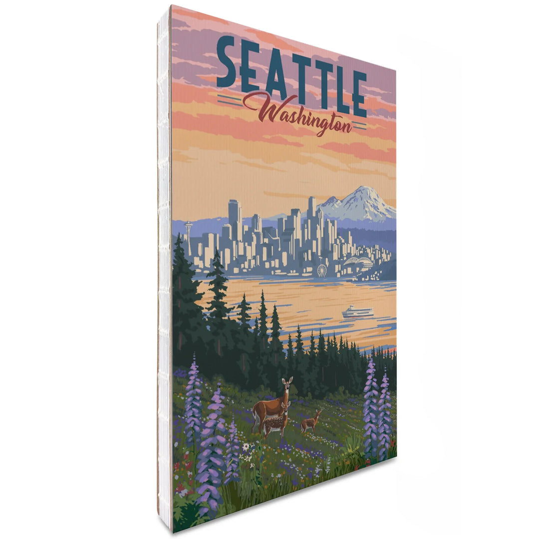 Lined 6x9 Journal, Seattle, Washington, Deer and Spring Flowers, Lay Flat, 193 Pages, FSC paper