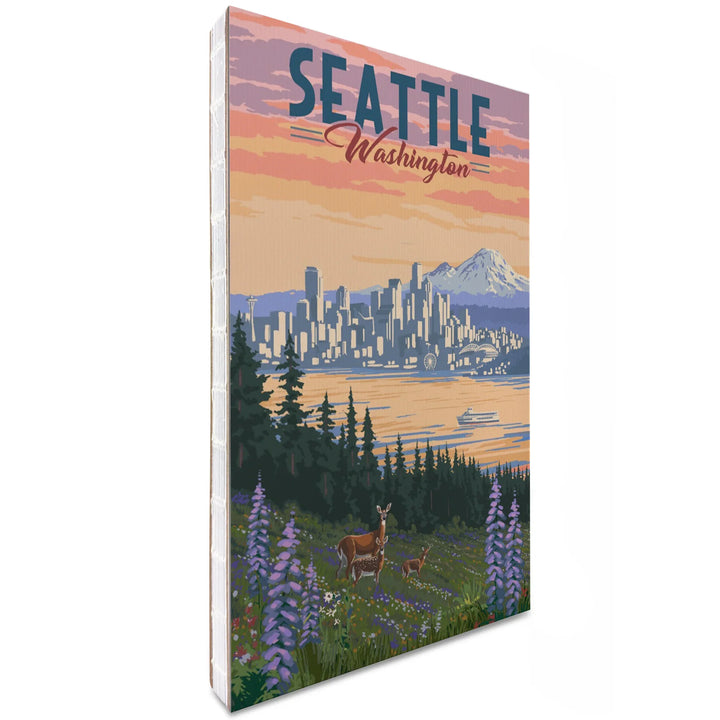Lined 6x9 Journal, Seattle, Washington, Deer and Spring Flowers, Lay Flat, 193 Pages, FSC paper