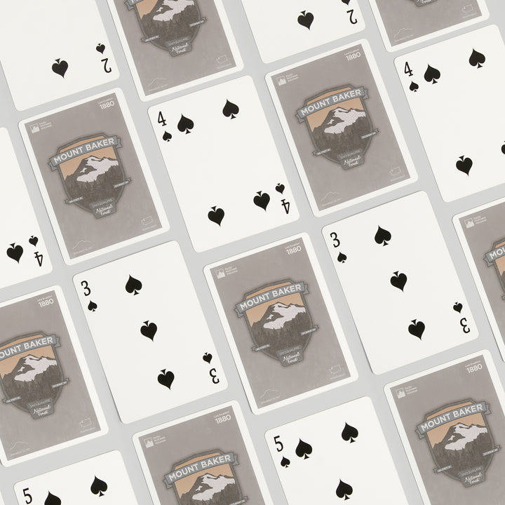 Playing Cards, Mount Baker, Washington, Pacific Northwest Volcanoes, 52 Card Deck with Jokers in Box, Unique Art