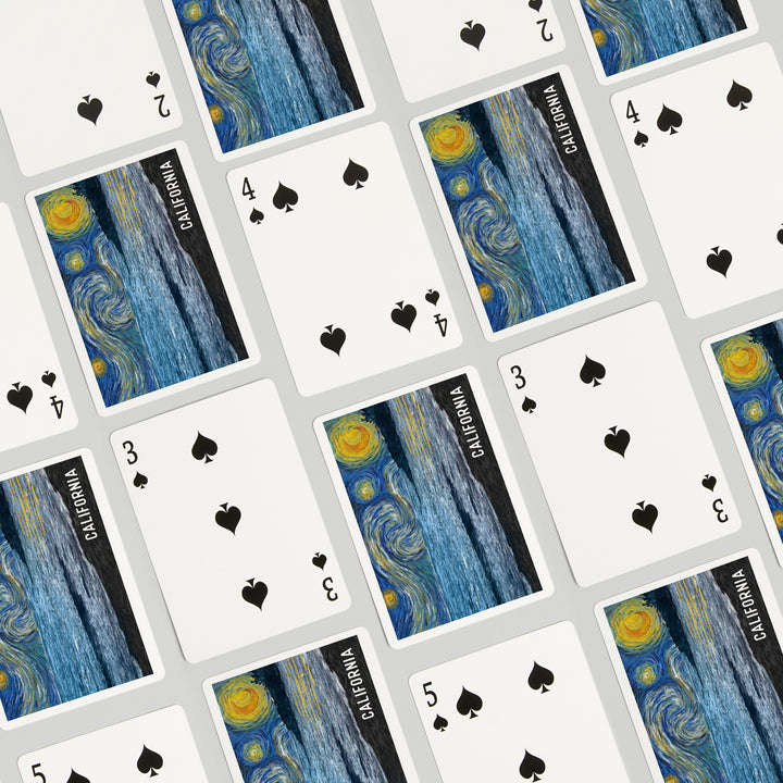 Playing Cards, California, Starry Night, Ocean, 52 Card Deck with Jokers in Box, Unique Art