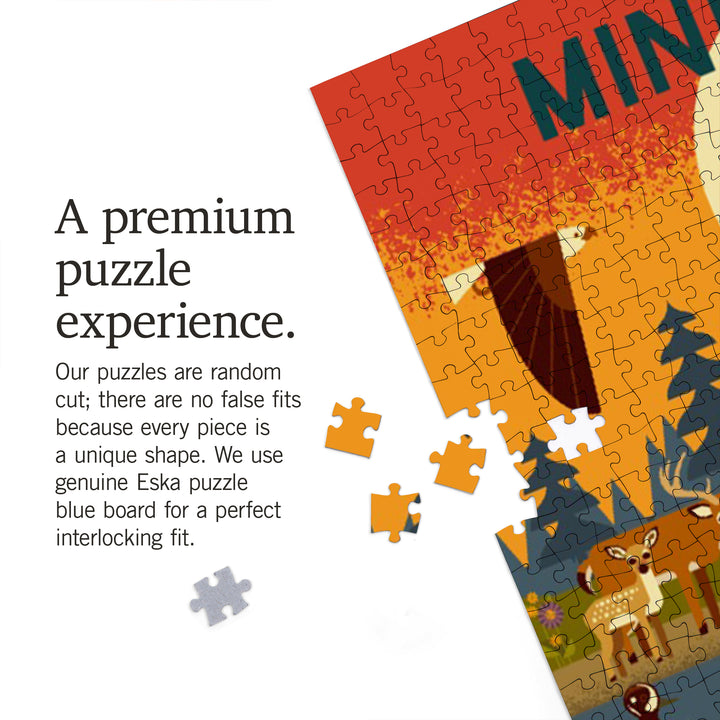 Minnesota, Geometric, Lake and River, 1000 Piece Jigsaw Puzzle