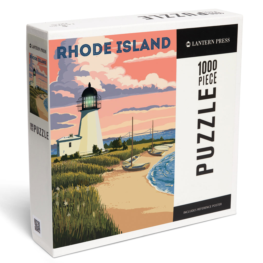 Rhode Island, Painterly, Prudence Island Lighthouse, 1000 Piece Jigsaw Puzzle