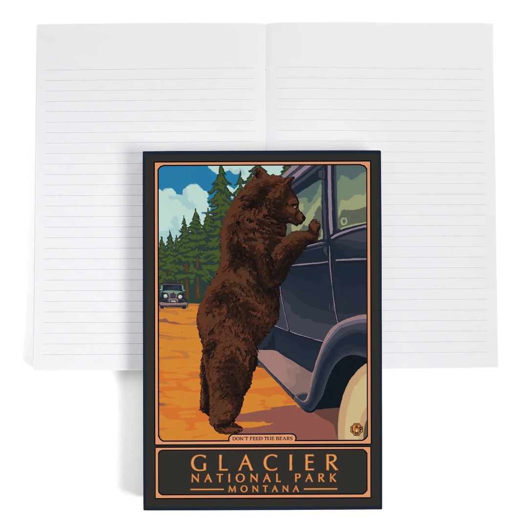 Lined 6x9 Journal, Glacier National Park, Montana, Don't Feed the Bears, Lay Flat, 193 Pages, FSC paper
