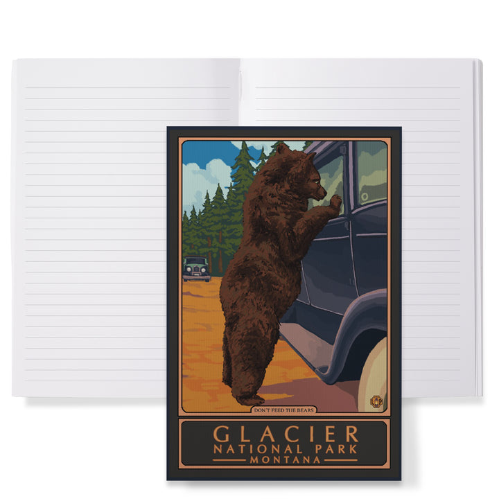 Lined 6x9 Journal, Glacier National Park, Montana, Don't Feed the Bears, Lay Flat, 193 Pages, FSC paper