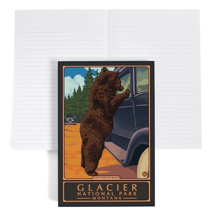 Lined 6x9 Journal, Glacier National Park, Montana, Don't Feed the Bears, Lay Flat, 193 Pages, FSC paper