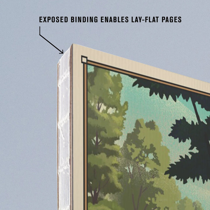 Lined 6x9 Journal, Hot Springs National Park, Lithograph, Lay Flat, 193 Pages, FSC paper