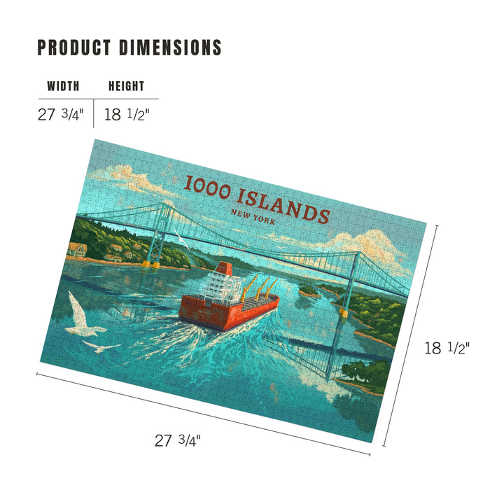 Clayton, New York, Oil Painting, 1000 Islands River Bridge, 1000 Piece Jigsaw Puzzle