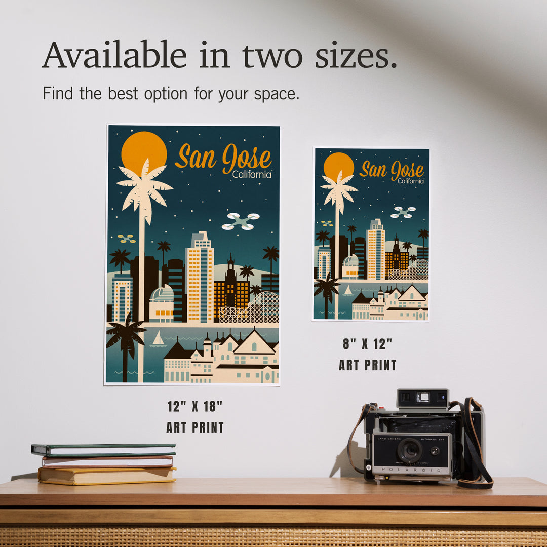 San Jose, California, Retro Skyline Series, Art & Giclee Prints