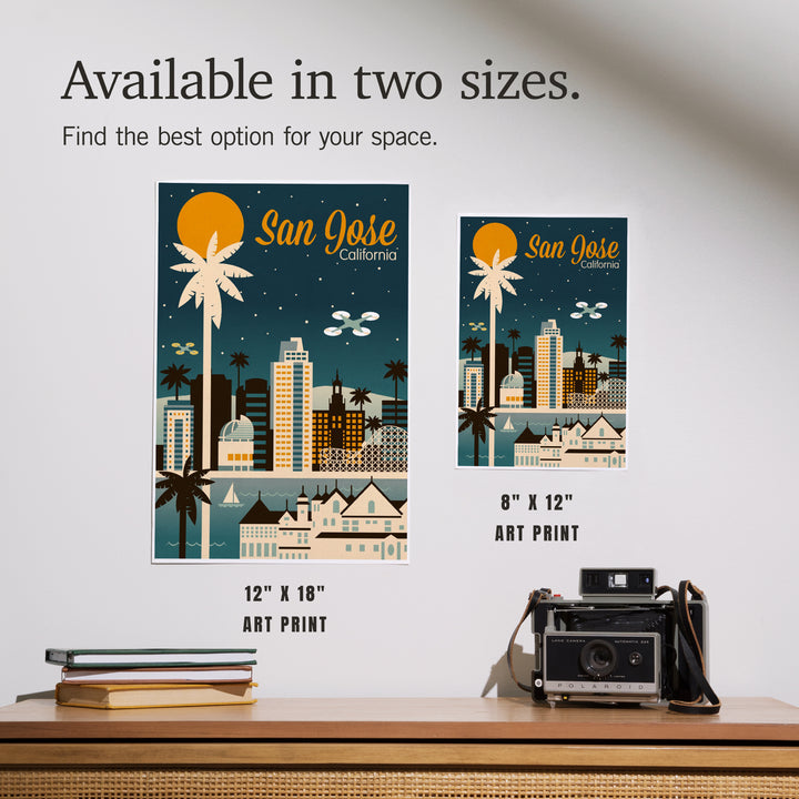 San Jose, California, Retro Skyline Series, Art & Giclee Prints