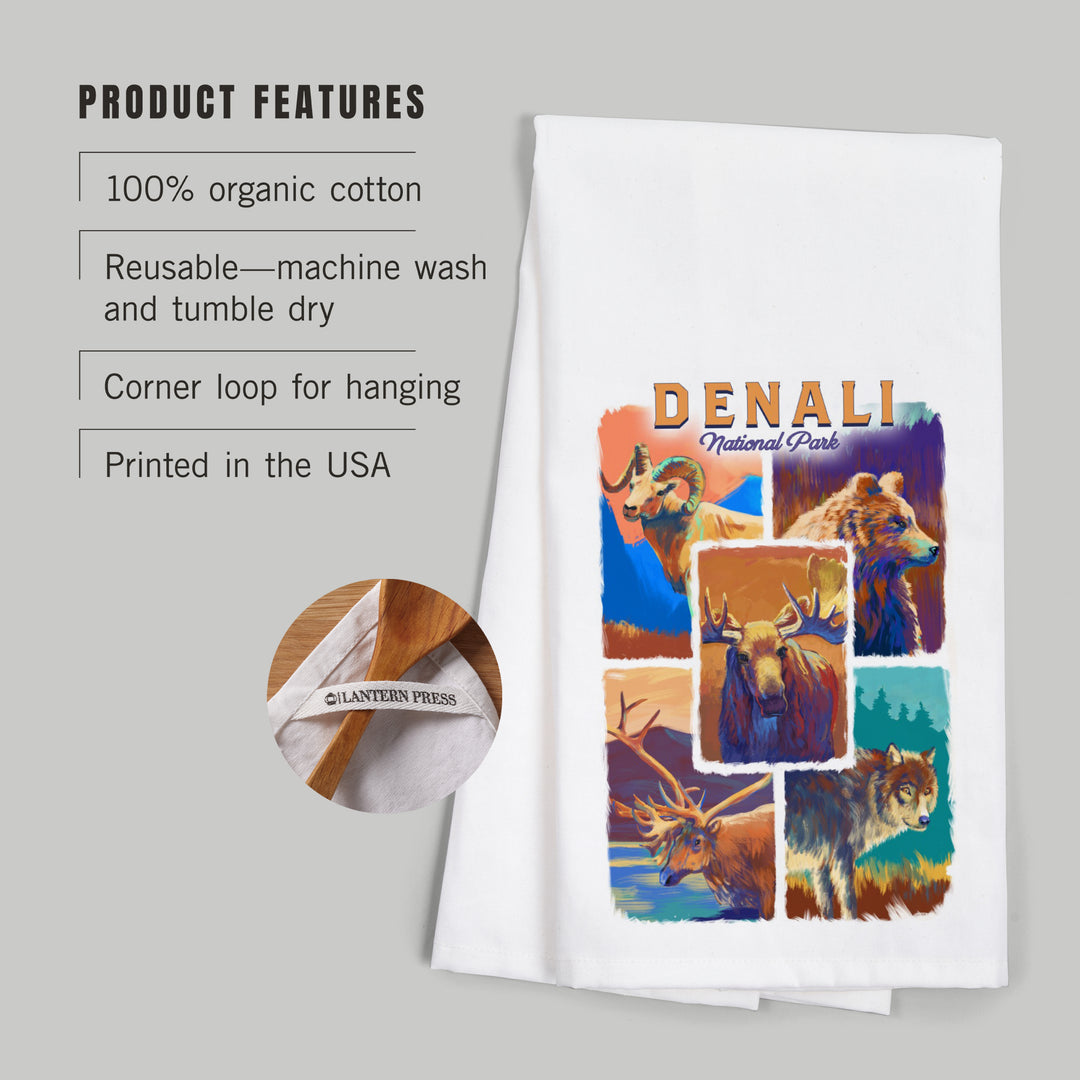 Denali National Park, Alaska, Vivid Animals, Organic Cotton Kitchen Tea Towels