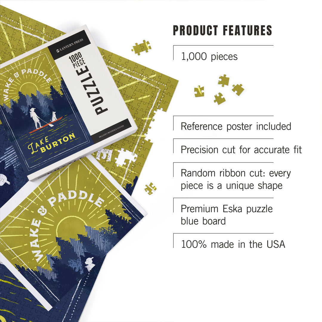 Lake Burton, Lake Life Series, Wake and Paddle, Landscape With Trees, 1000 Piece Jigsaw Puzzle