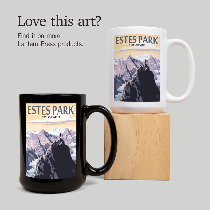 Estes Park, Colorado, Mountain Peaks, Lantern Press Artwork, Ceramic Mug