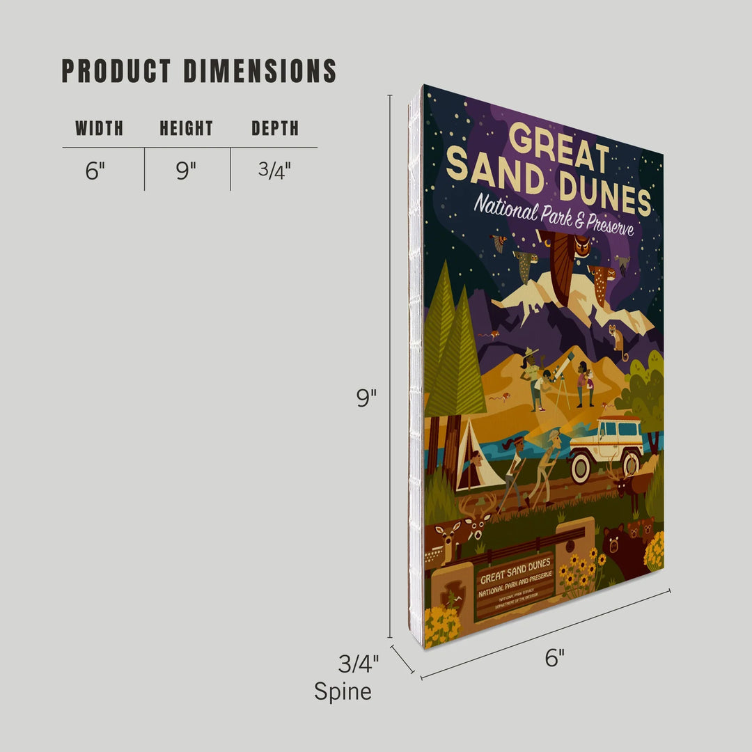 Lined 6x9 Journal, Great Sand Dunes National Park and Preserve, Colorado, Geometric Night Scene, Lay Flat, 193 Pages, FSC paper