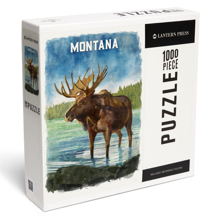 Montana, Watercolor Study, Moose, 1000 Piece Jigsaw Puzzle