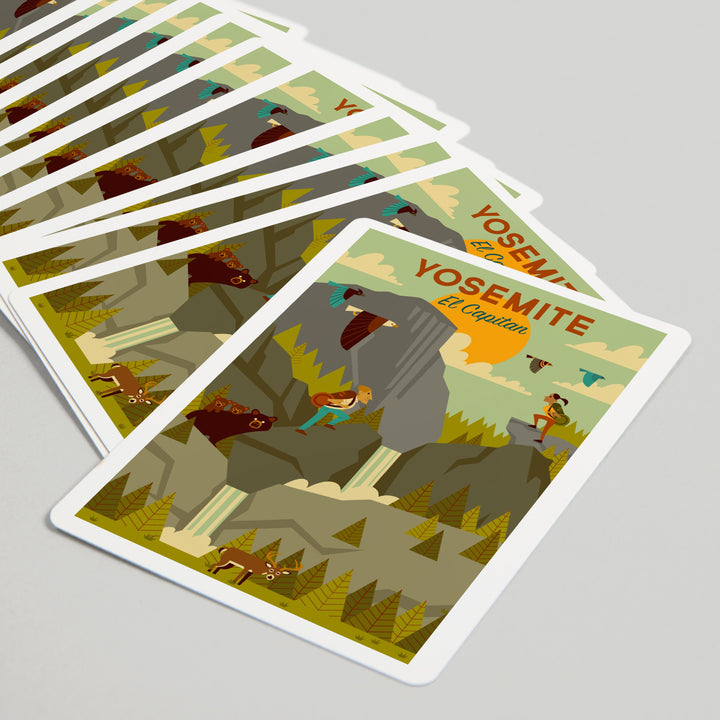 Playing Cards, Yosemite National Park, California, El Capitan, Geometric National Park Series, 52 Card Deck with Jokers in Box, Unique Art