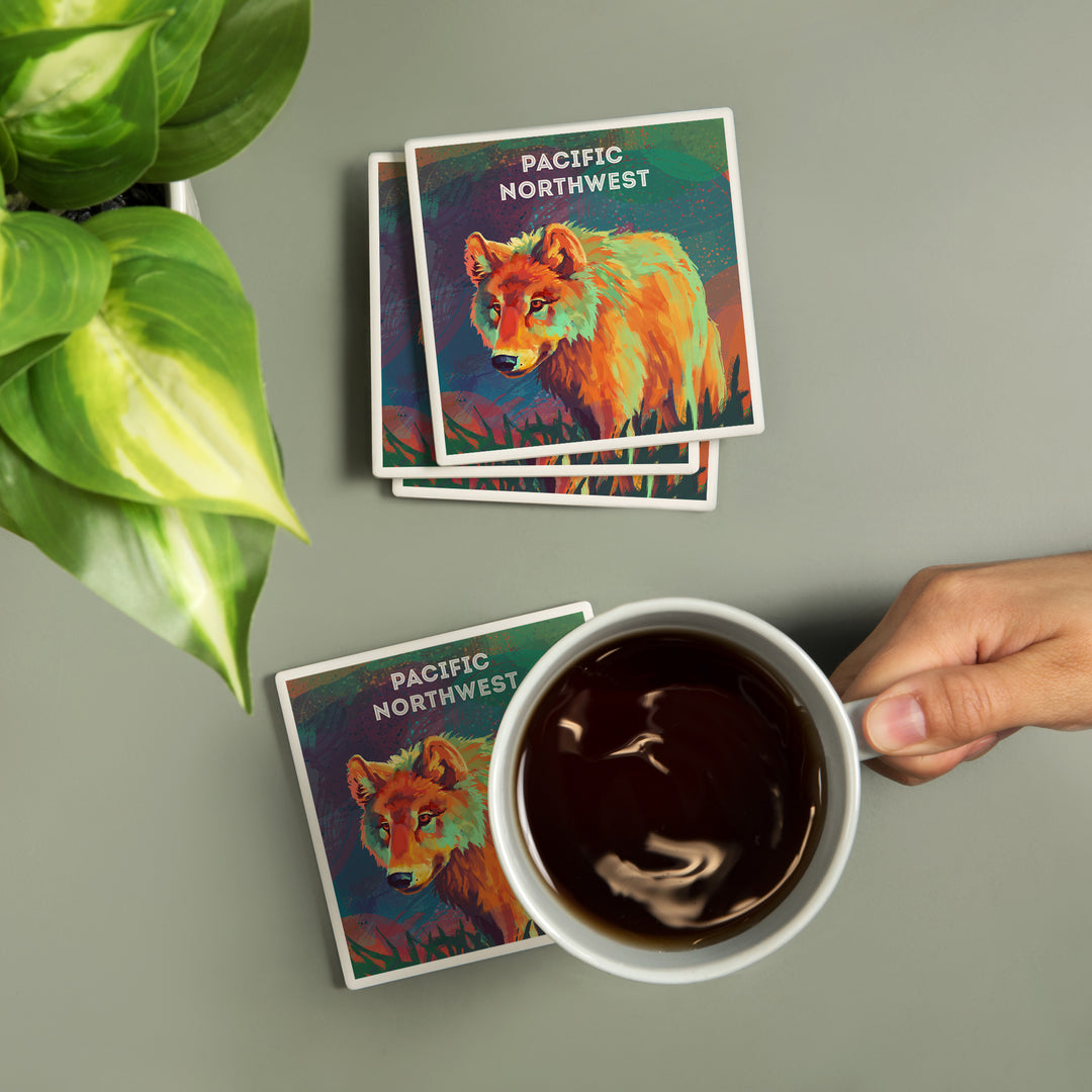 Pacific Northwest, Vivid, Gray Wolf, Coasters