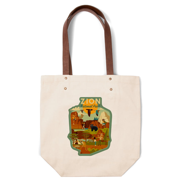 Zion National Park, Utah, Geometric National Park Series, Contour, Lantern Press Artwork, Accessory Go Bag